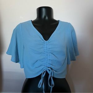 HAUTE MONDE Blouse / blue rouged cropped